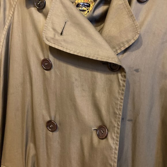 Vintage Burberry Green Silk Trench Coat Sz 6 / M/L - Picture 10 of 16